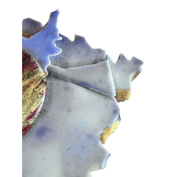 Vintage 80s Handpainted Signed Porcelain Brooch Pin 20s Flapper Inspired 3 1/4" - Picture 3 of 6